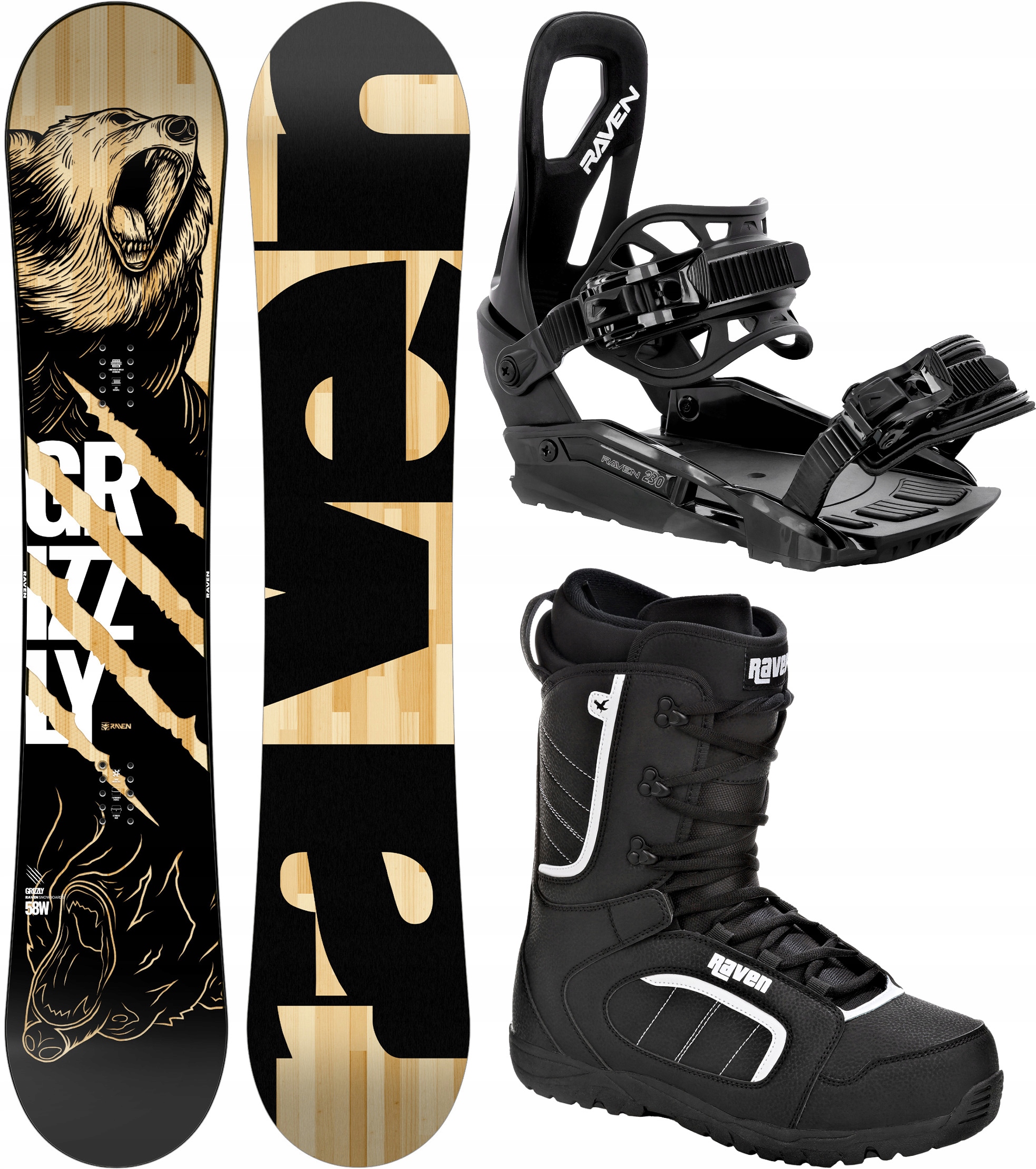 Snowboard Raven Grizzly 154cm wiązania Raven S230 buty Raven Target