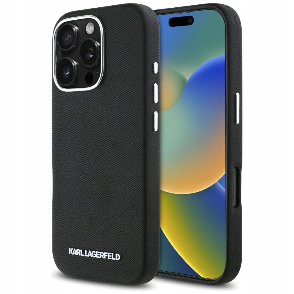 Karl Lagerfeld Saffiano plně zabalené podlouhlé kovové logo MagS Pouzdro