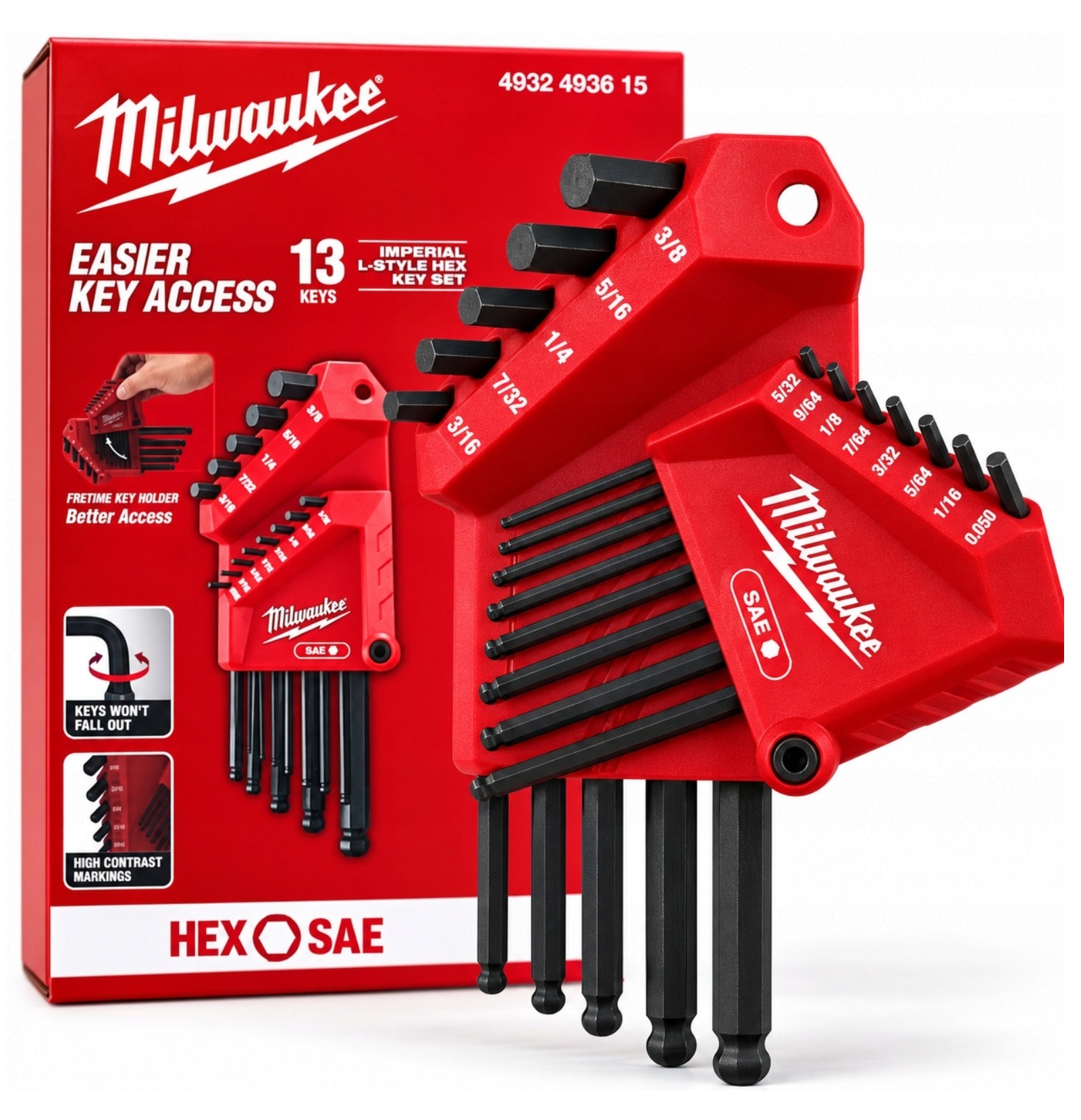 Milwaukee zestaw składanych kluczy imbusowych Hex 4932493615 13 szt