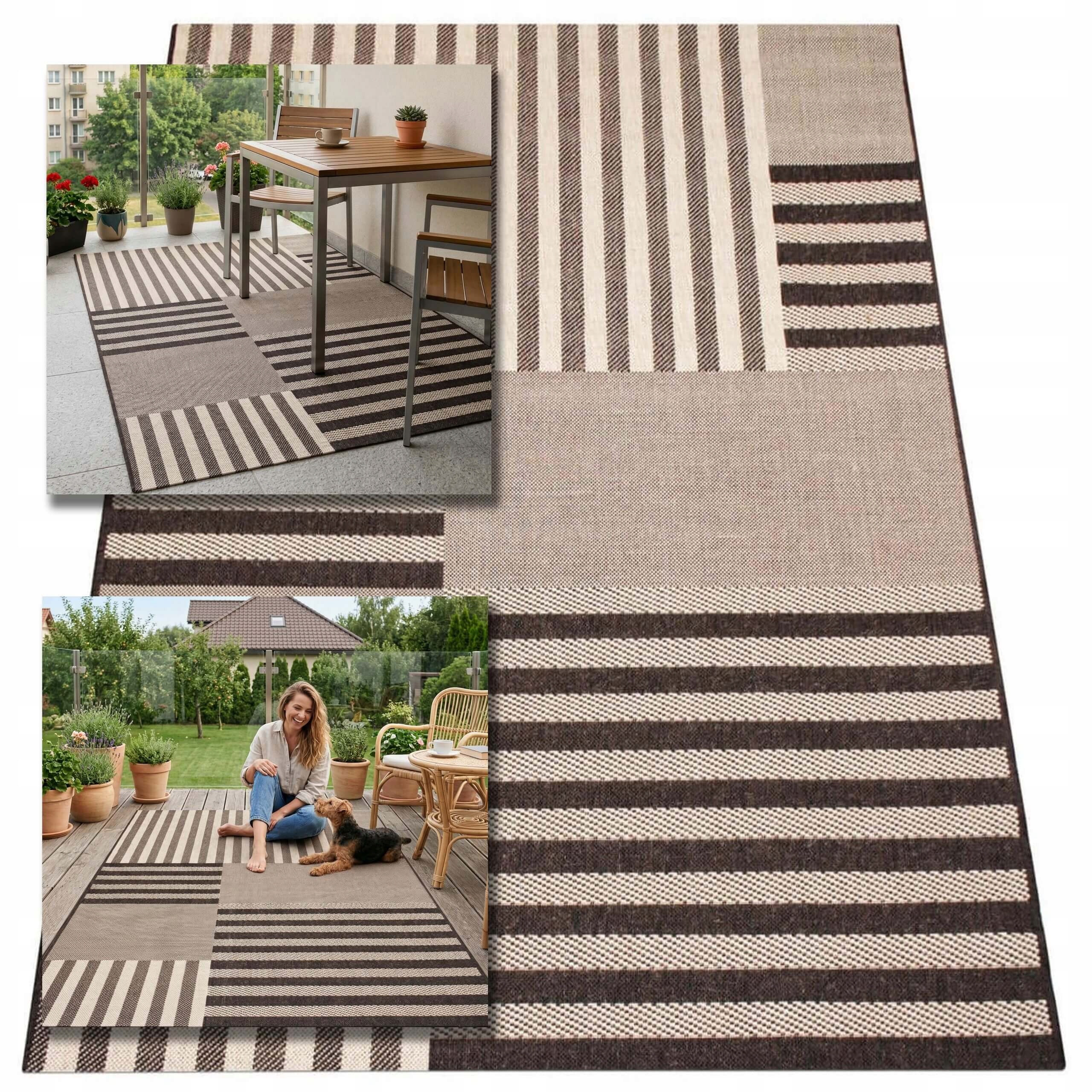 Dywan Zewnętrzny Tarasowy 140X190 Wodoodporny Ogrodowy Na Taras Balkon Mata