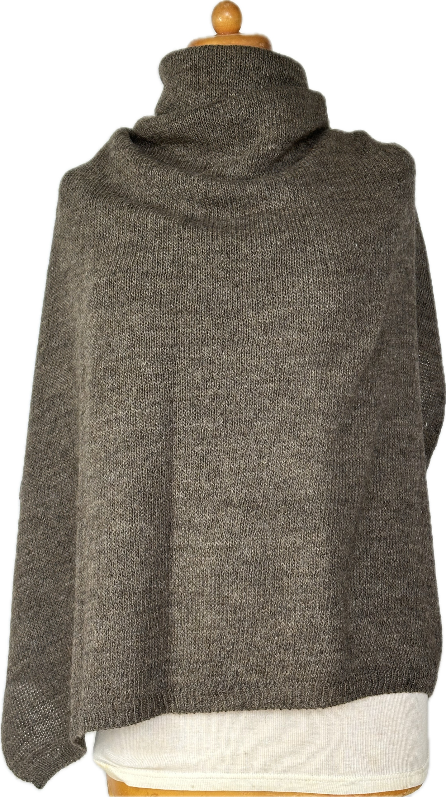 Dámská šála hnědá melanžová extra velká 200x90 vlna mohér