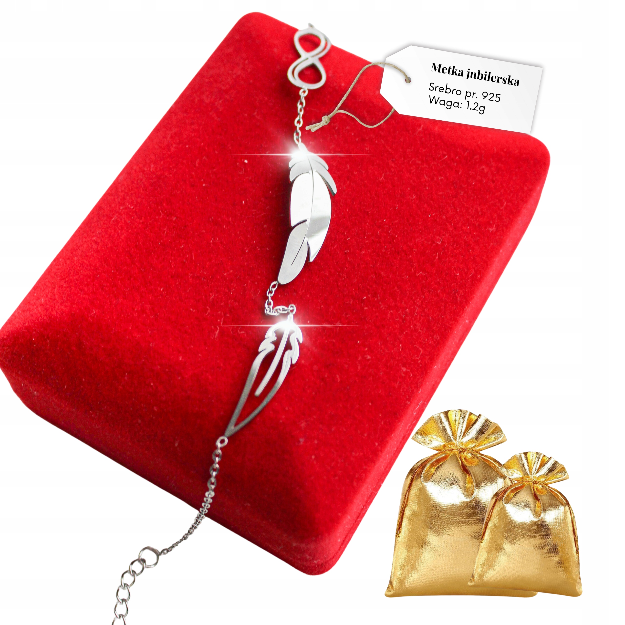 

Srebrna Bransoletka Piórko Skrzydełko Stal