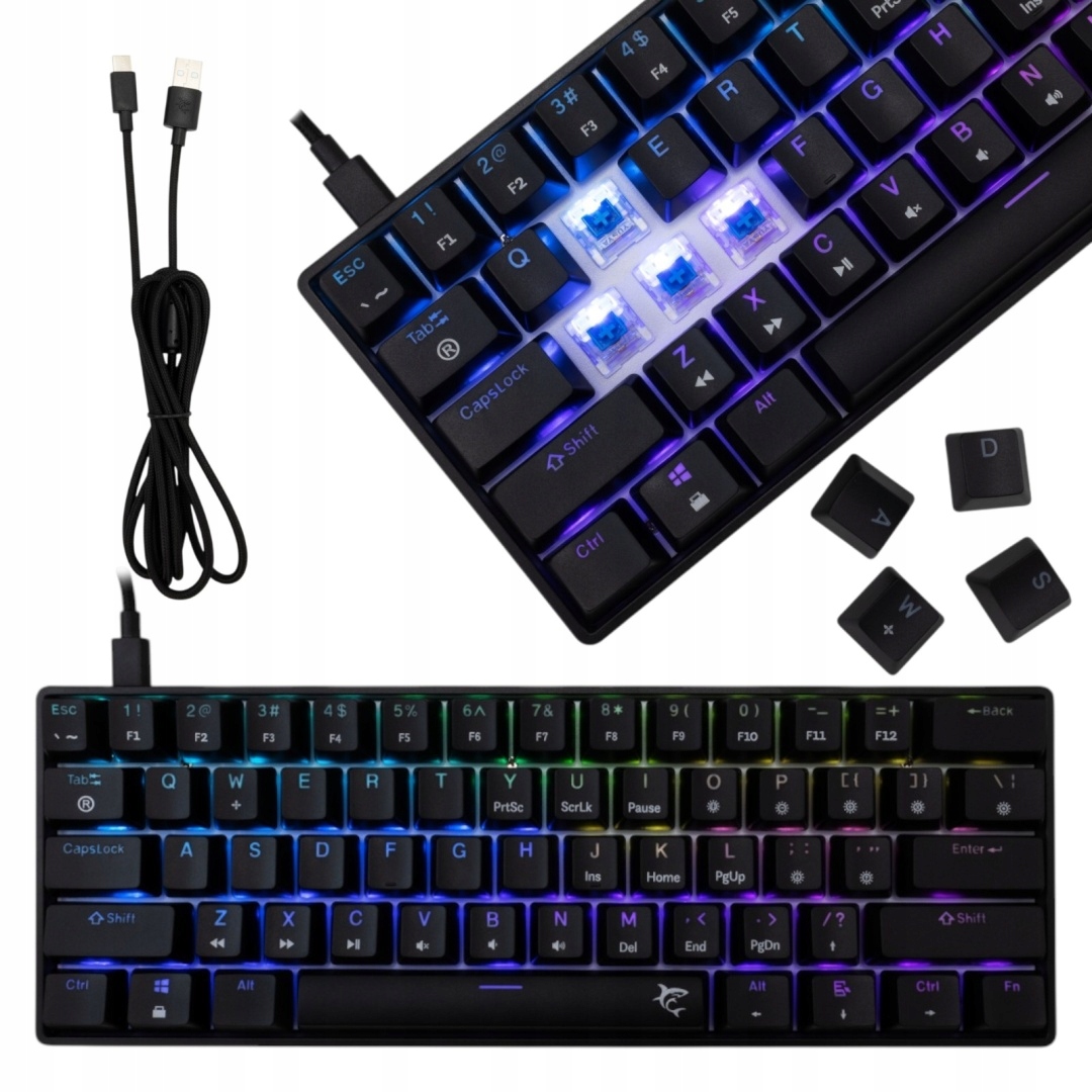 Czarna Klawiatura Mechaniczna Gamingowa przewodowa 60% AntiGhosting Hotswap