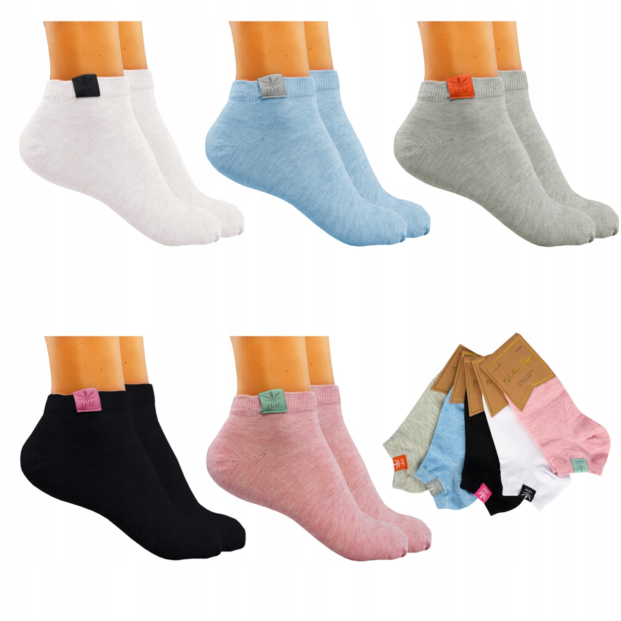 

5PAR Stopki Damskie Kolorowe Bawełna Premium Socks