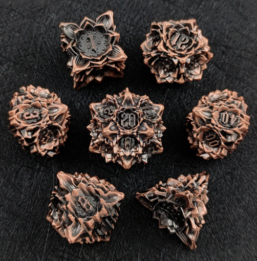 BOTANICA ARCANUM ZESTAW 7 METALOWYCH KOŚCI RPG Liczba ścian 4 6 8 10 12 20
