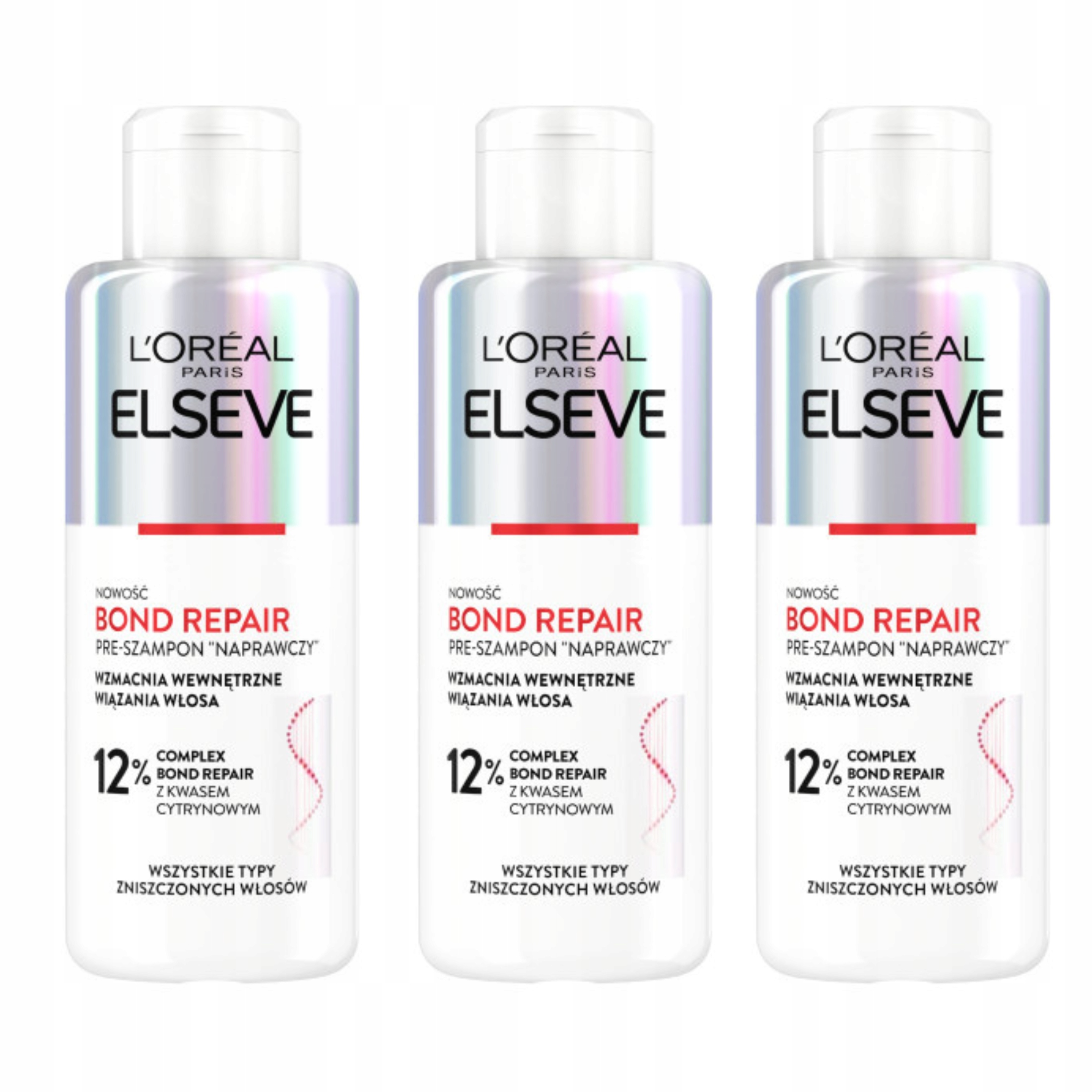 Zestaw Elseve Bond Repair Naprawczy Pre-Szampon Włosów Zniszczonych 3x200ml