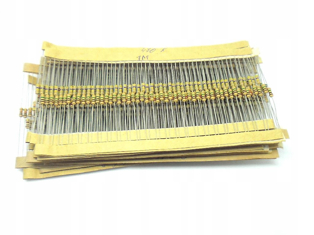 Zestaw rezystorów THT opornik 0.25w 1000szt 20x50szt + box Symbol 1000r0,25w