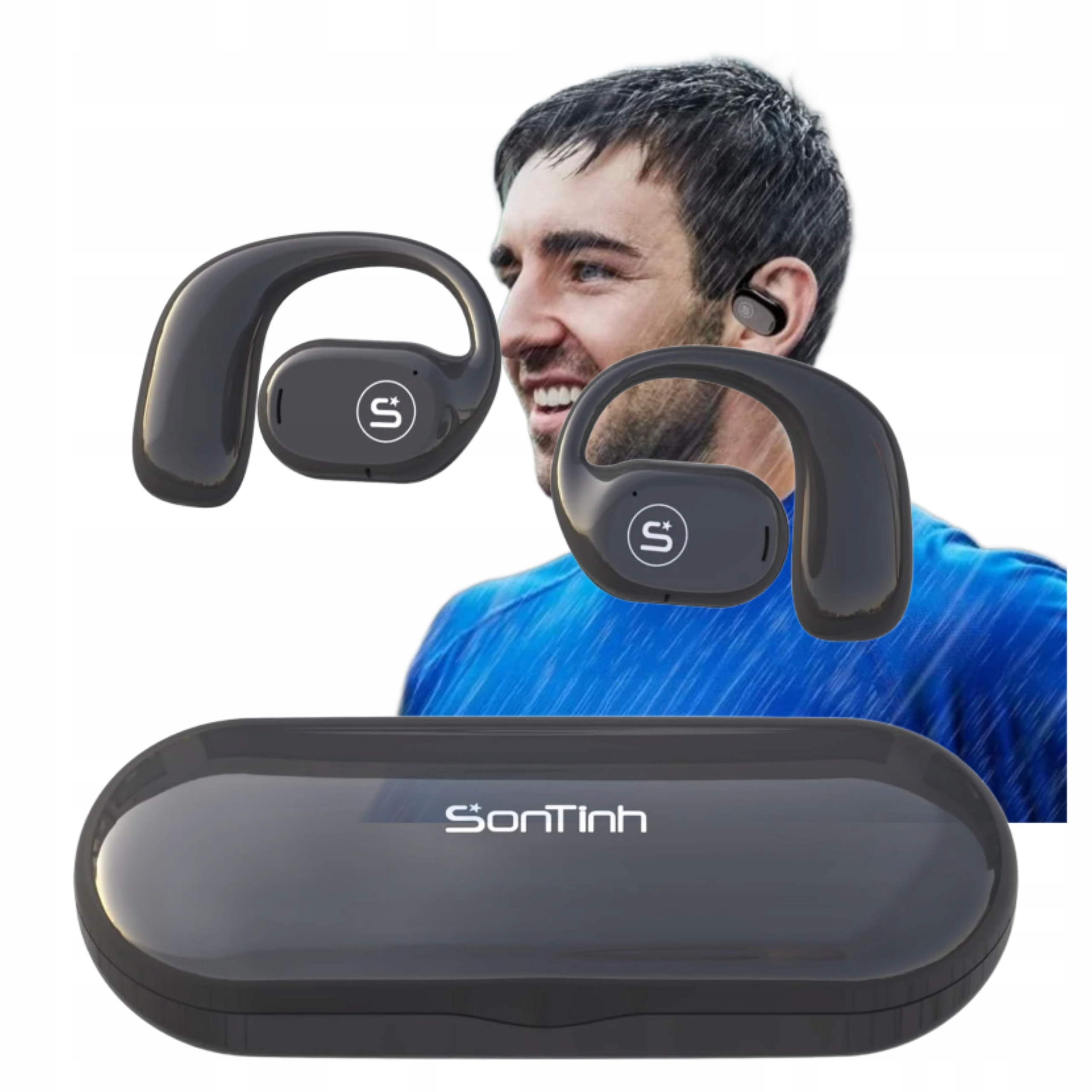 Sluchátka Bluetooth Otevřené ucho 12h Ai call basy Lehké Pohodlné Sport