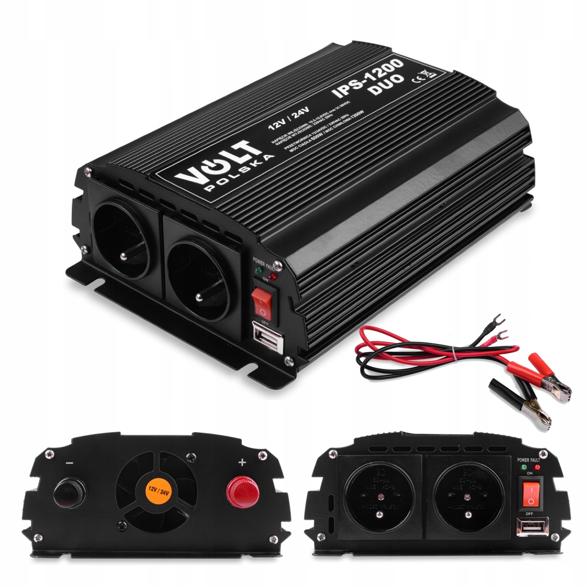 Przetwornica samochodowa 1200W Duo 12V 24V Volt