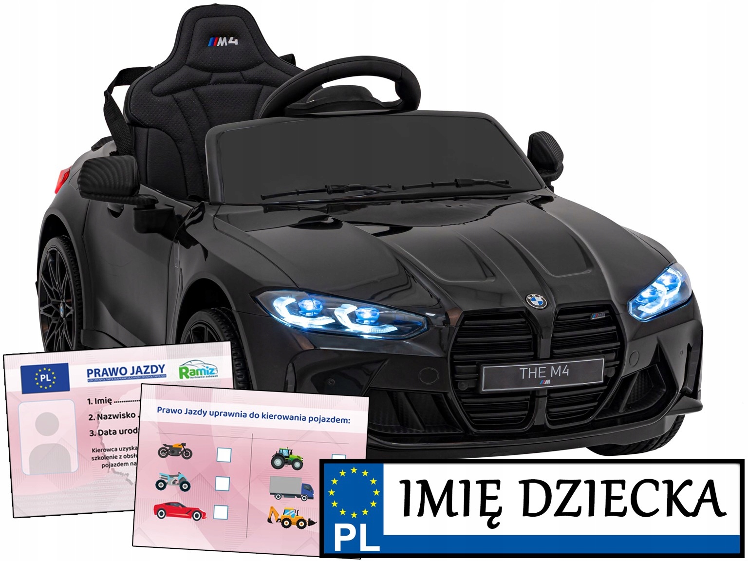 auto na akumulator dla dzieci Bmw M4 Personalizowana Tablica prawko Pilot