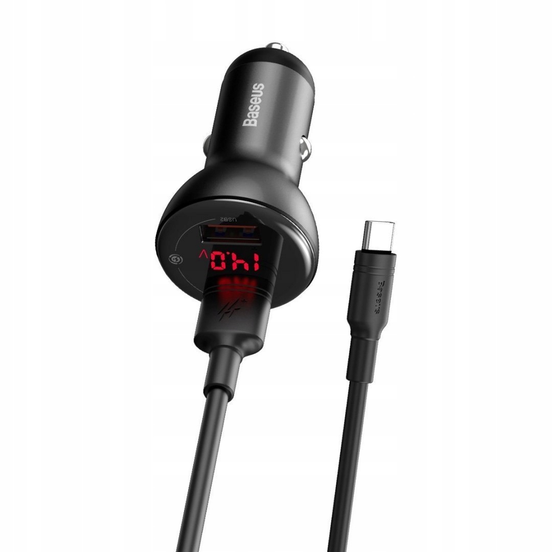 

Baseus Ładowarka samochodowa + kabel Usb-c QC3.0