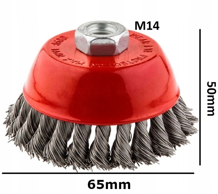 SZCZOTKA DRUCIANA DOCZOŁOWA SPLATANA M14 65mm DO SZLIFIERKI Marka Falon-Tech