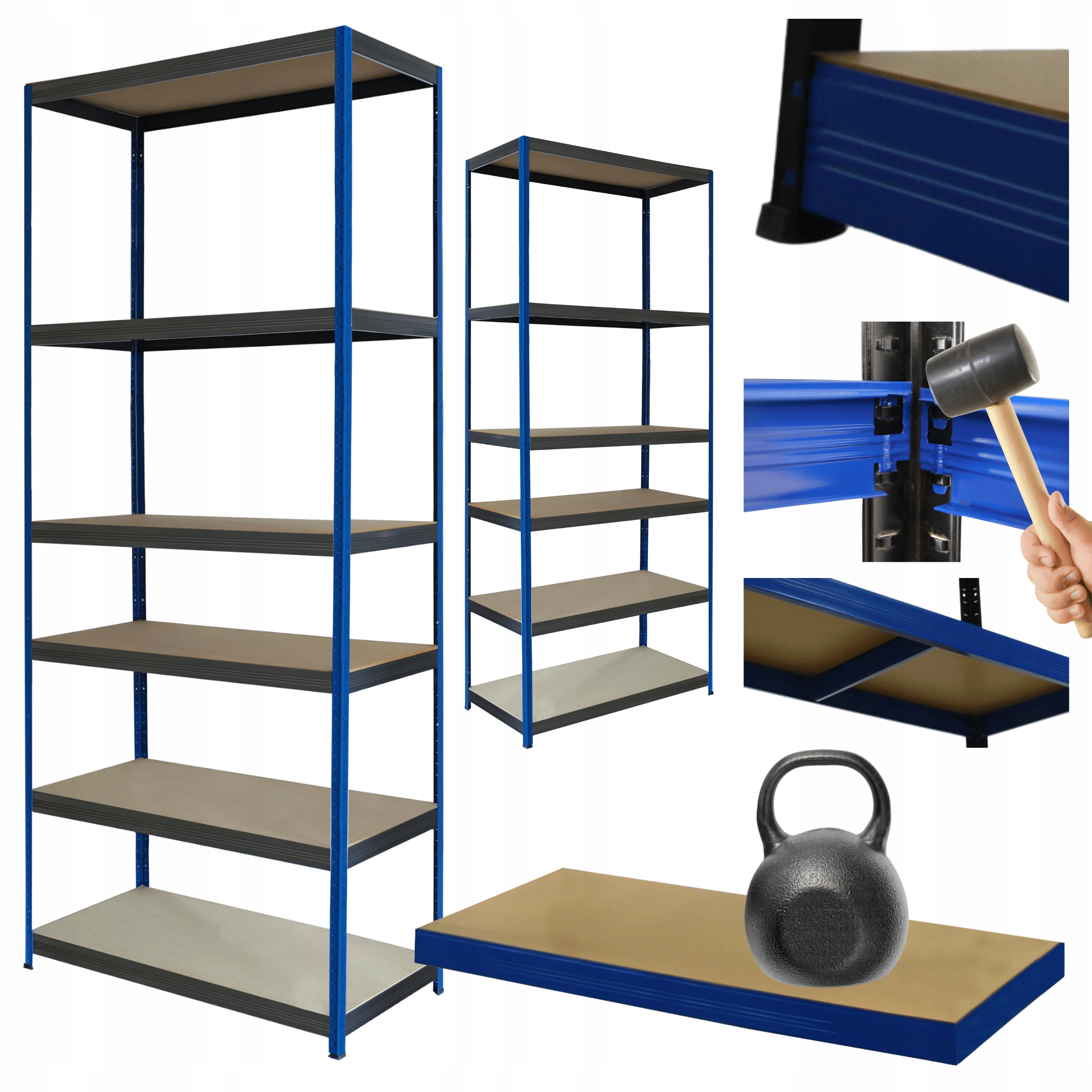 Kovový skladový regál Helios 213x75x40 cm 6Px175 kg Pevná Obloha