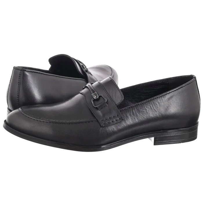 Mokasínové boty Pantofle Kožené Pánské Wojas Černé 10224-51