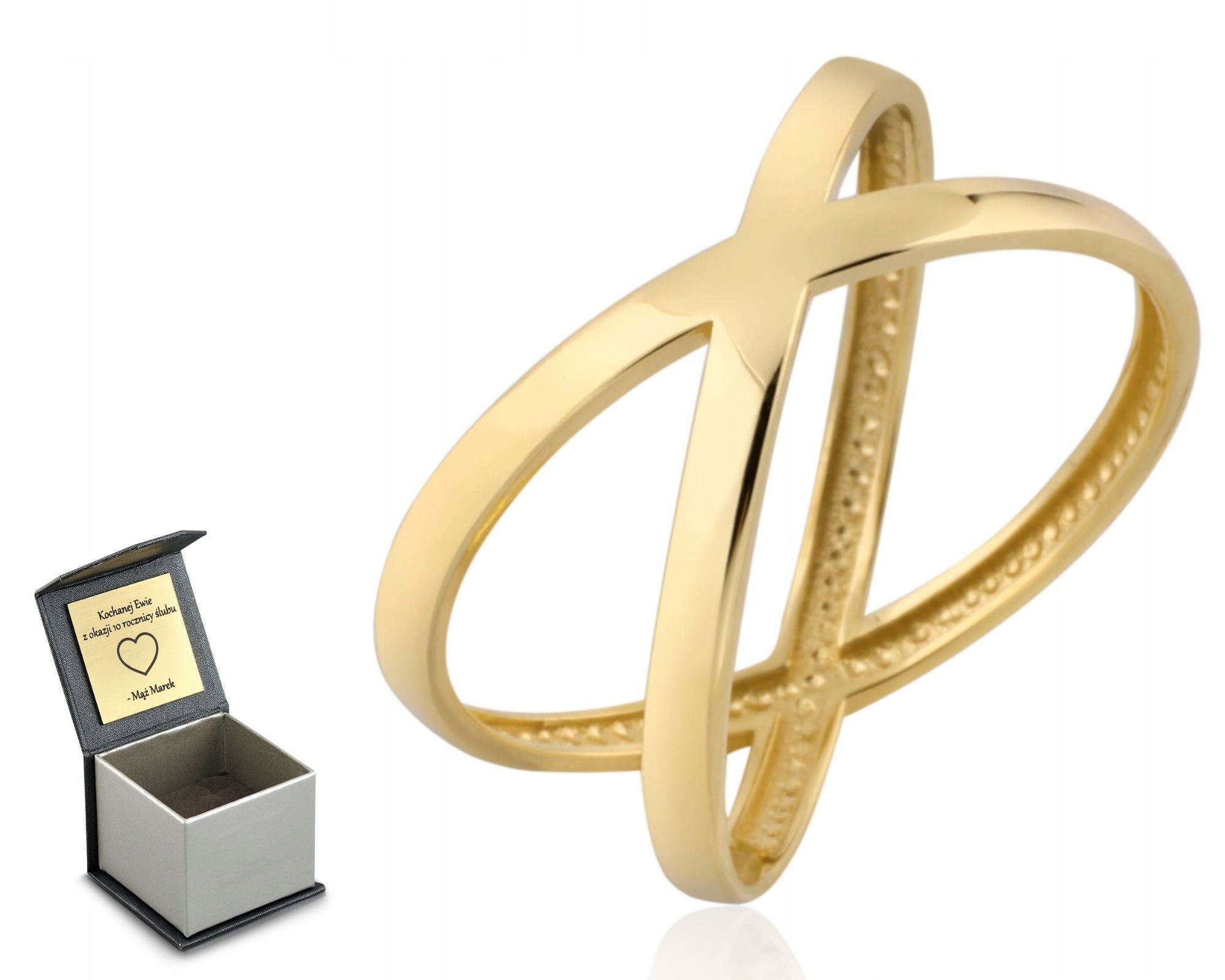 Prstýnek Prsten X Hladký Plochý Vír Zlato 585 Gravírování Zlato Ryzost Dárek