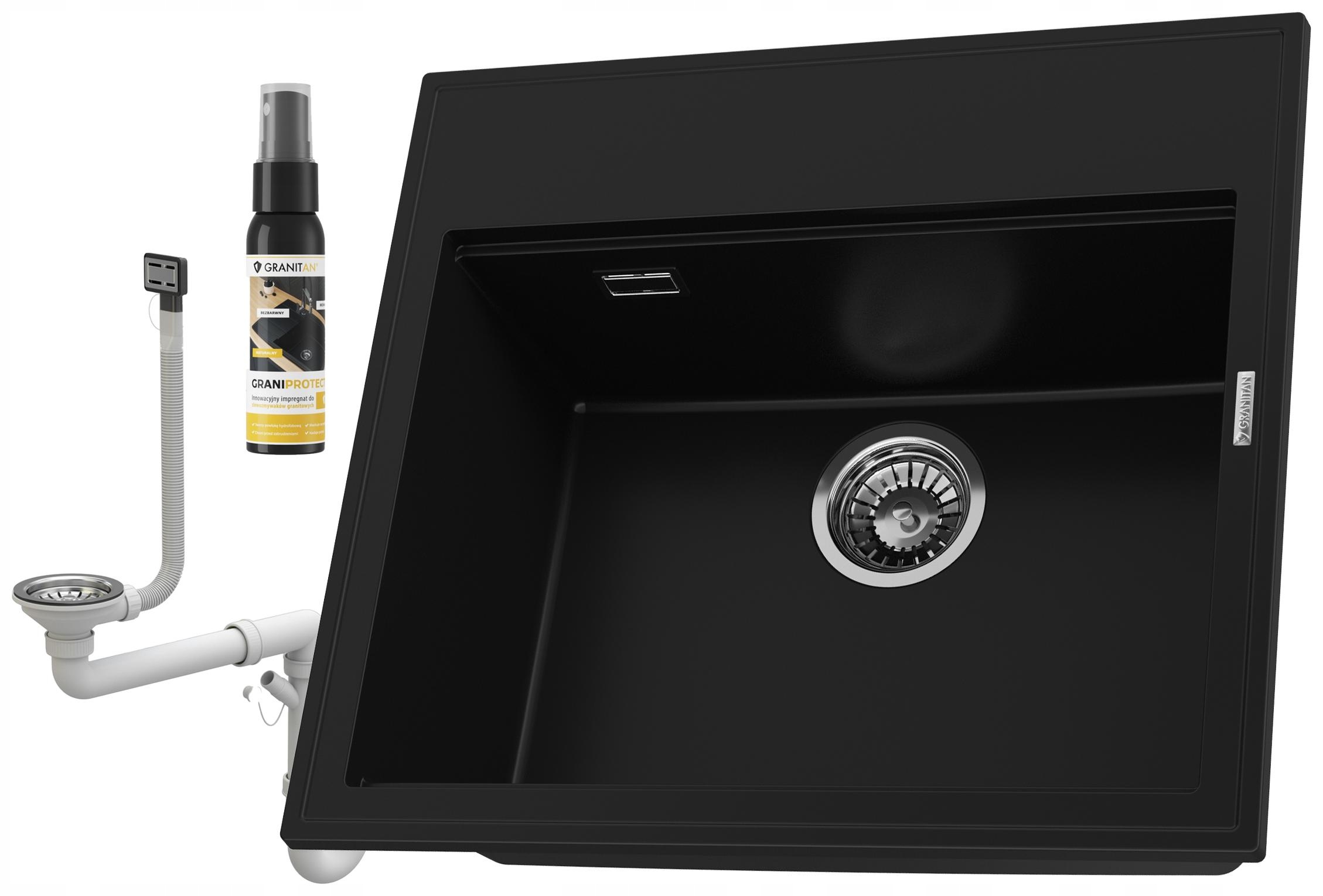 Jednokomorový granitový drez Verno, umývadlo do kuchyne, 5 farieb, Syfon