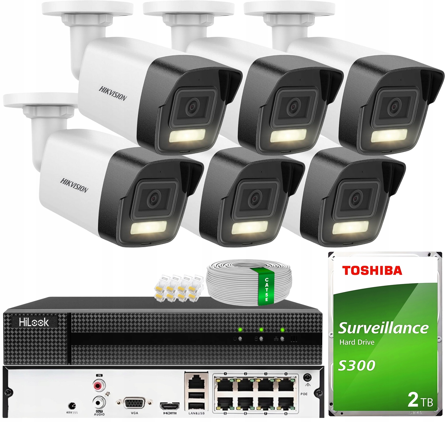 Sada pro monitorování 6 kamer Ip 6MPX Smart Hybrid Light Hikvision Disk 2TB