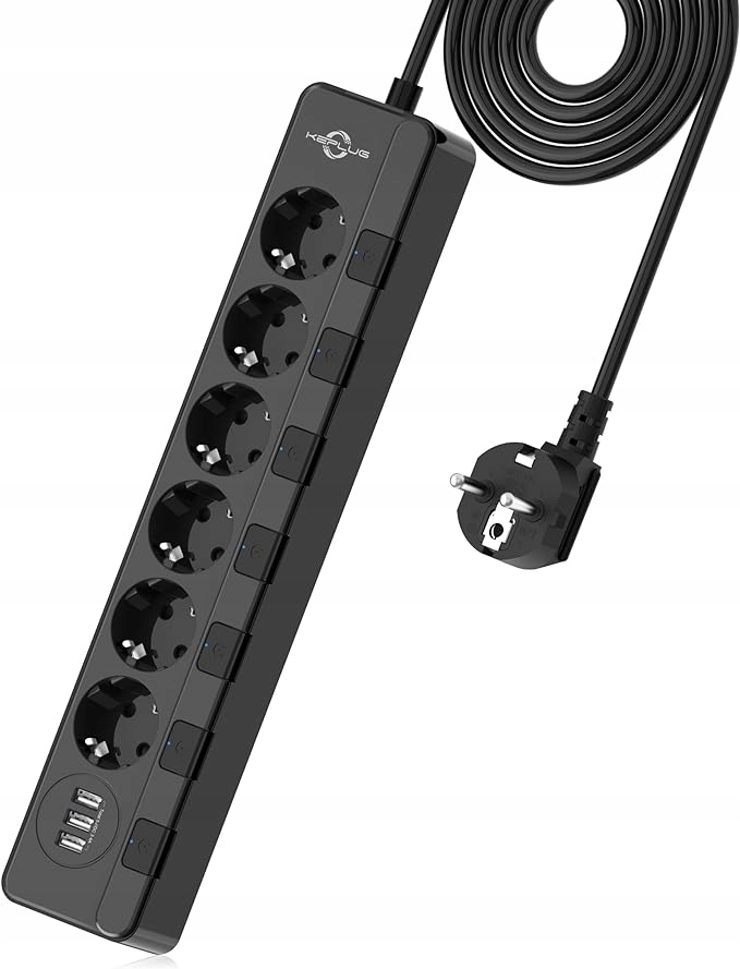 Listwa przeciwprzepięciowa Keplug 2m 9 gniazd