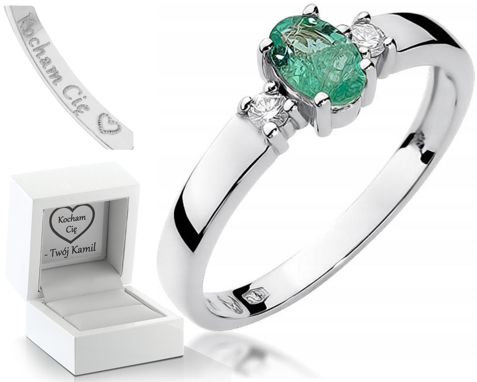 Prstýnek Smaragd A Brilianty 585 Gravírování Bonus