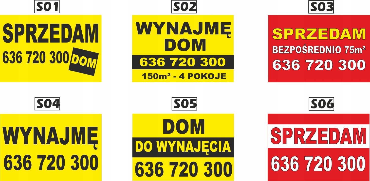 Tablica Szyld SPRZEDAM WYNAJMĘ WYNAJEM 60x40cm Wysokość produktu 40 cm