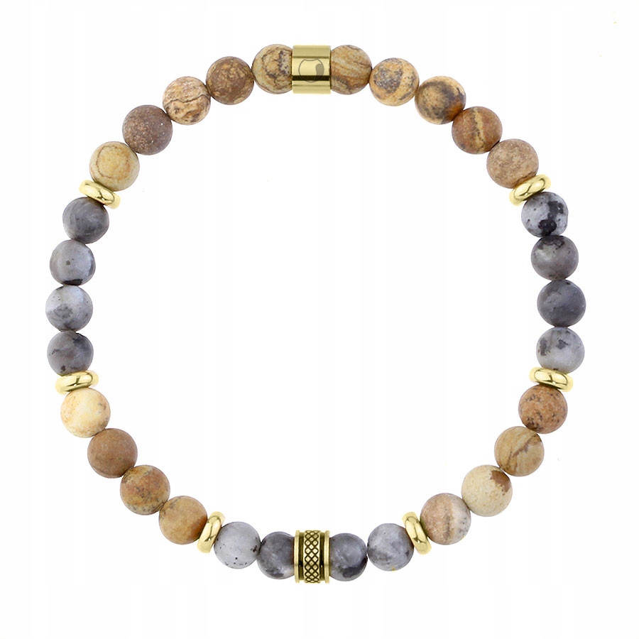 Pánský náramek Manoki hnědý jaspis larvikit ocel 316 l 19 Cm