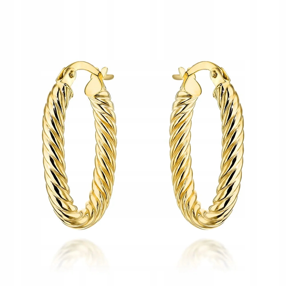 Zlaté náušnice pletené 585 elegantní anglické oválky pro každou příležitost 14k