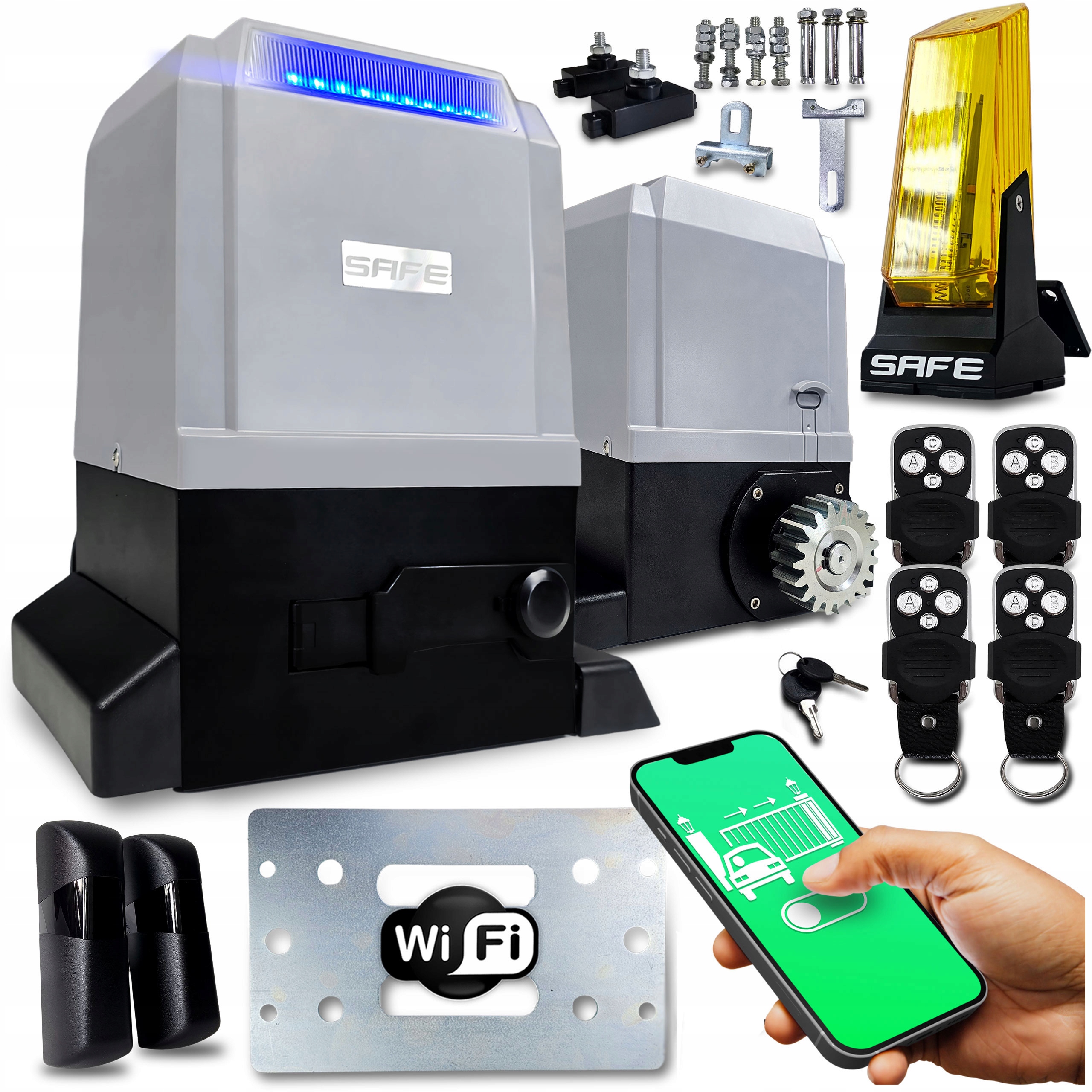 Set Pohon Pro Posuvnou Bránu 800 kg 4 ovladače Wifi lampa pohon Led