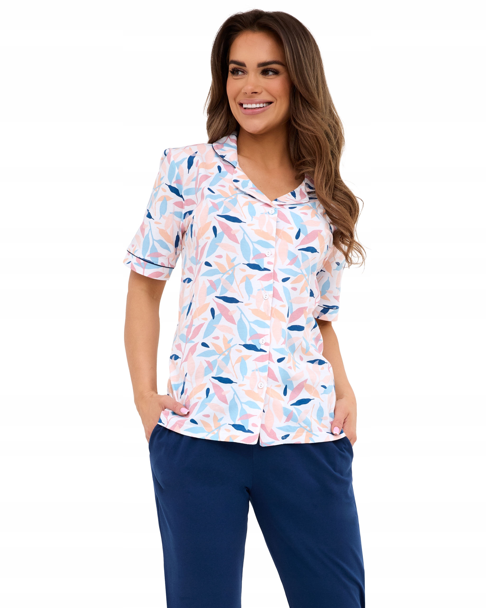 Piżama rozpinana damska Cornette 696/453 Anette r. XXL (44) guziki bawełna