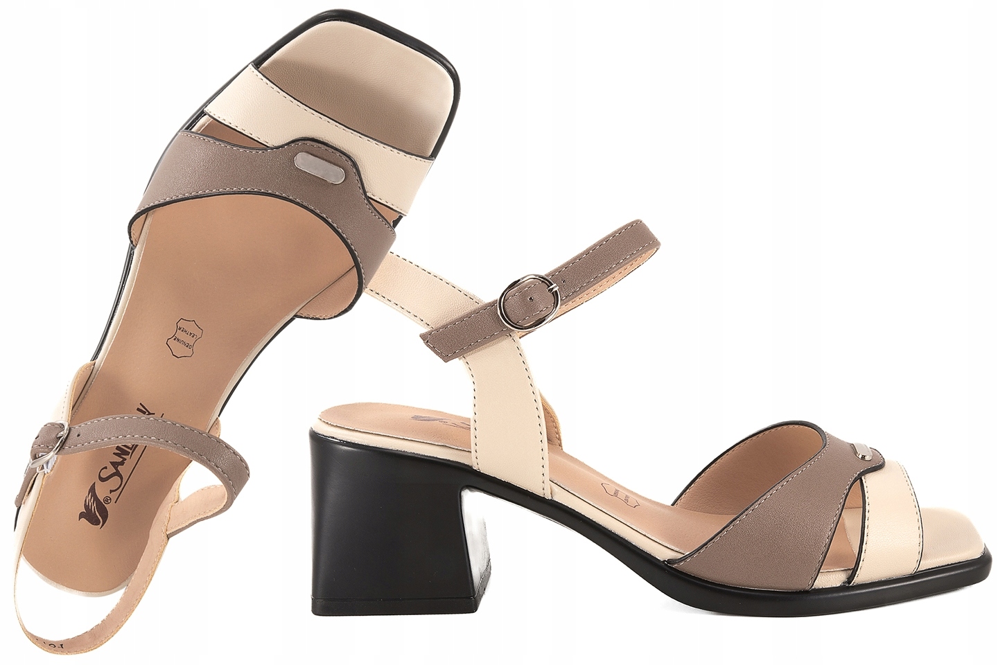 Sandway F61100-2 Dámské Sandály Na Podpatku Eko 36 Béžová