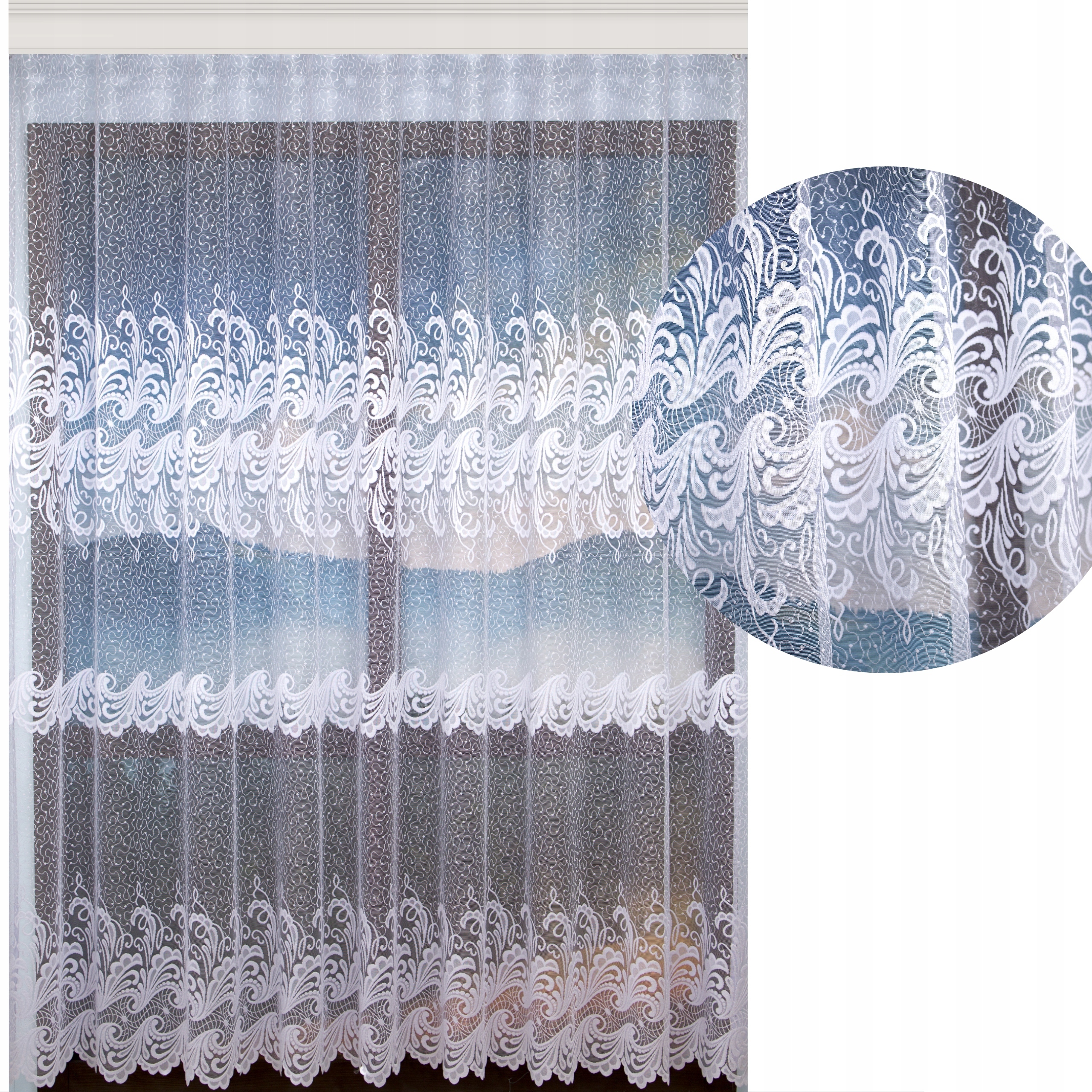 Hotová Záclona Bílá Žakárová Na Pásku Bez Žehlení 450x210 do Obývacího Pokoje