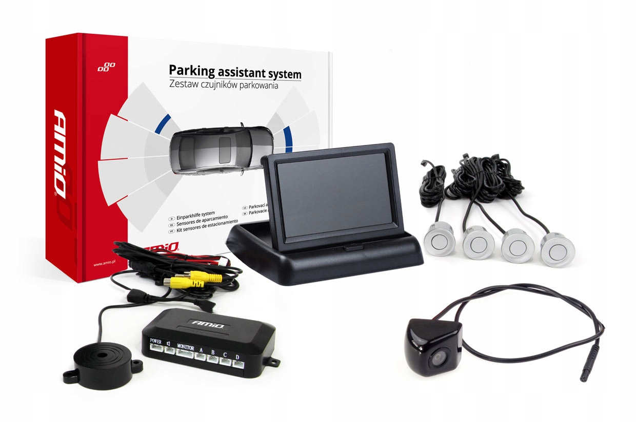 Sada parkovacích senzorů TFT02 4,3" s kamerou HD-310 4, senzory stříbrné