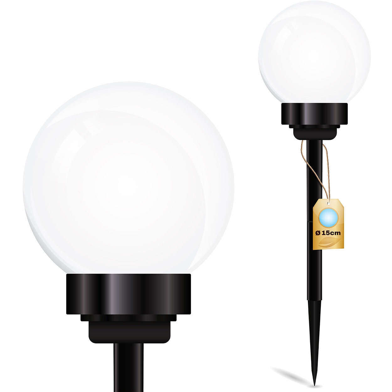 

Lampa Solarna Ogrodowa Kula Biała Led Wbijana 15CM