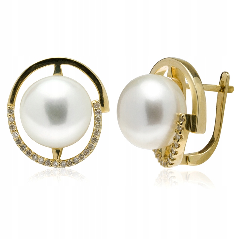 Elegantní Zlaté Náušnice O Velikosti 14K S Velkými Perlami A Pravými Brilianty