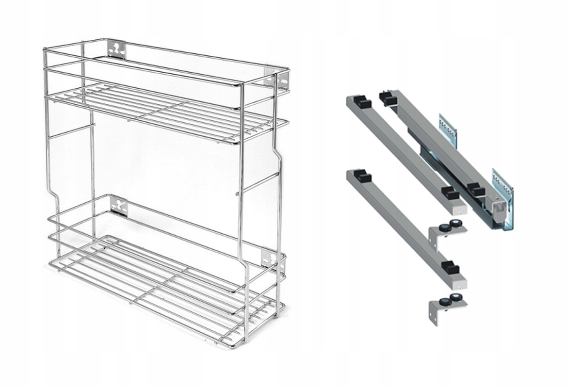 Kôš Cargo do skrinky pravý 20 cm 200 chróm 2p Rejs Push s plným výsuvom