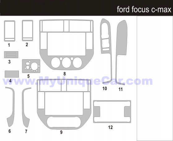 FORD C MAX OKLEINA KOKPITU PANEL NAKŁADKI DRZEWO CARBON DEKOR FOLIA PIANO Producent inny