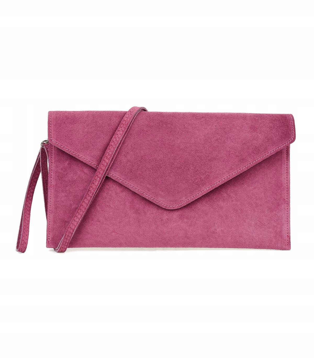 

Elegancka purpurowa kopertówka ze skóry zamszowej