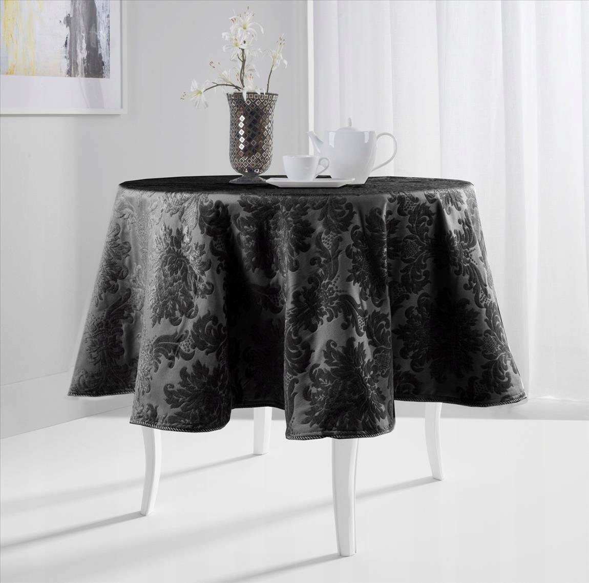 Obrus Premium Glamour Žakardová Tkanina Kolo 180 cm