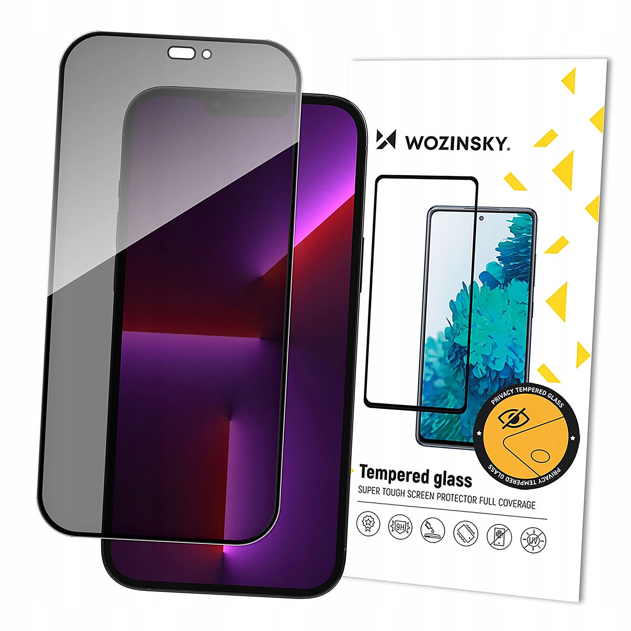 Szkło prywatyzujące Privacy Glass z filtrem Anti Spy do iPhone 15 czarne