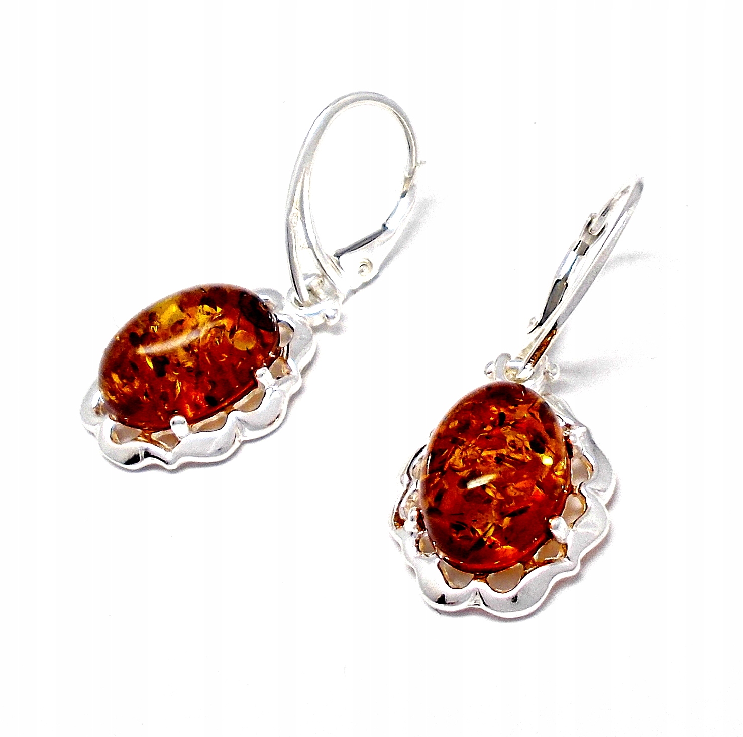 Náušnice Z Jantaru A Stříbra 925