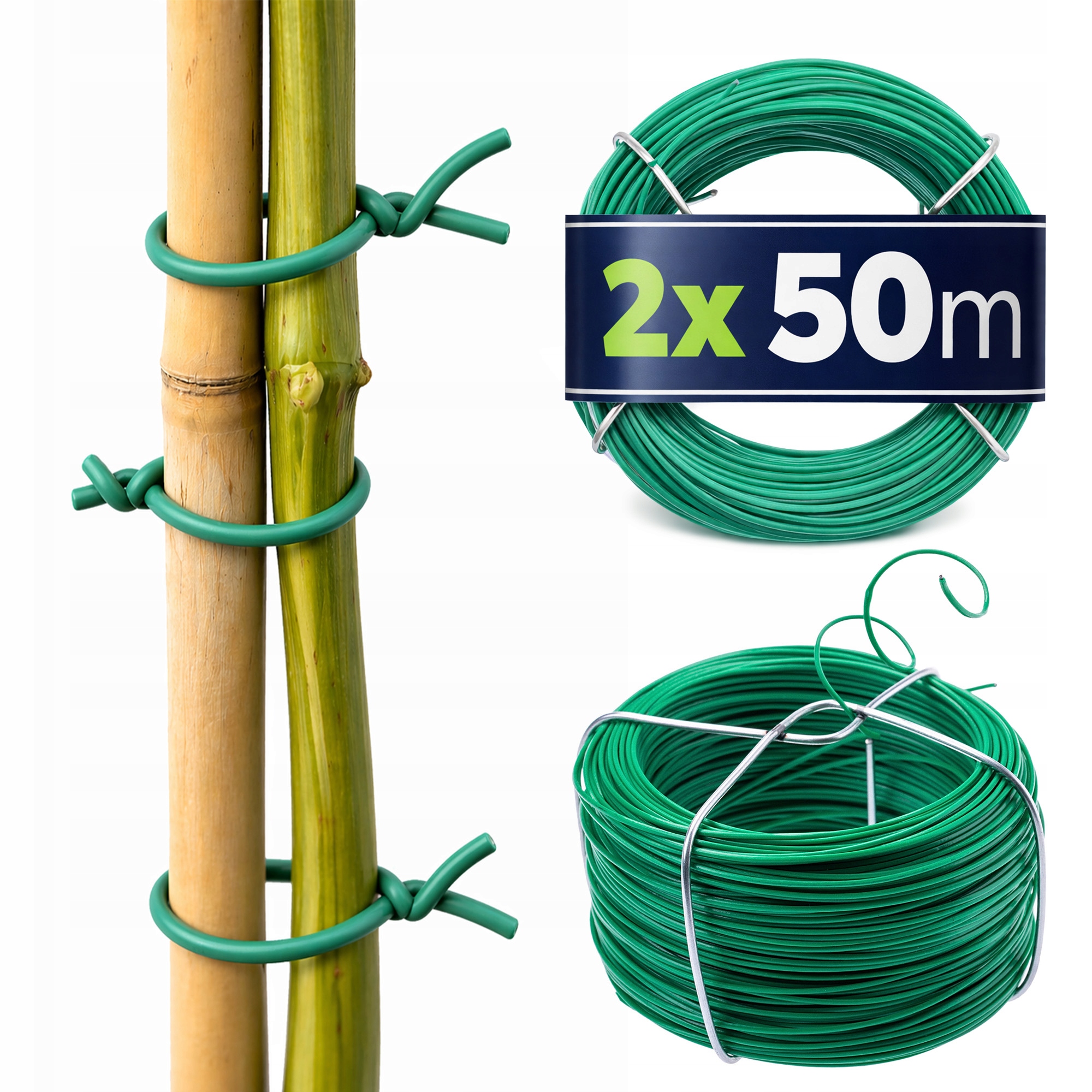 2 SZT DRUT 50m 0,7mm DO PODWIĄZYWANIA ROŚLIN OGRODNICZY POWLEKANY PVC MOCNY