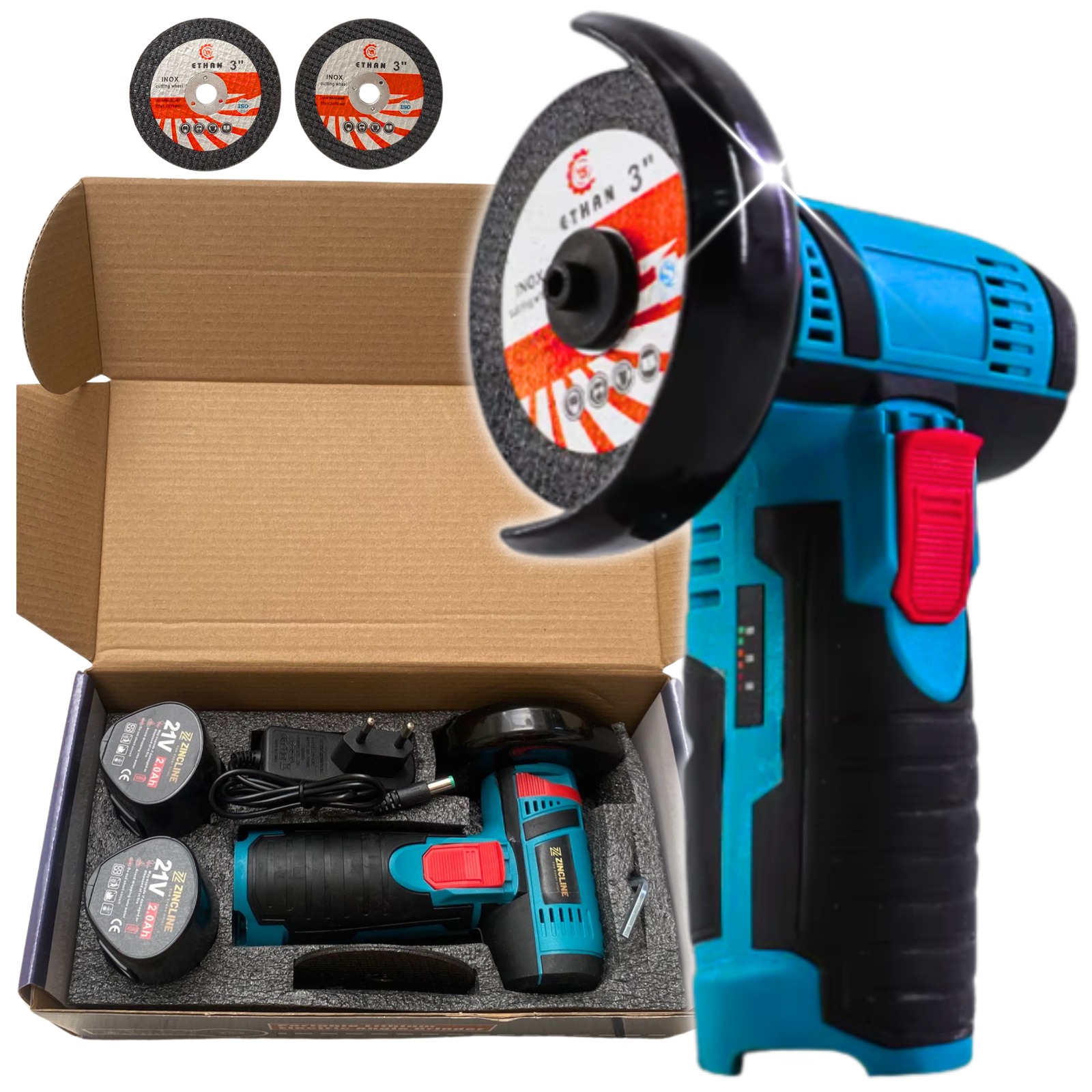 Mini úhlová akumulátorová bruska Silná bezkartáčová 76 mm 2xAku kotouče