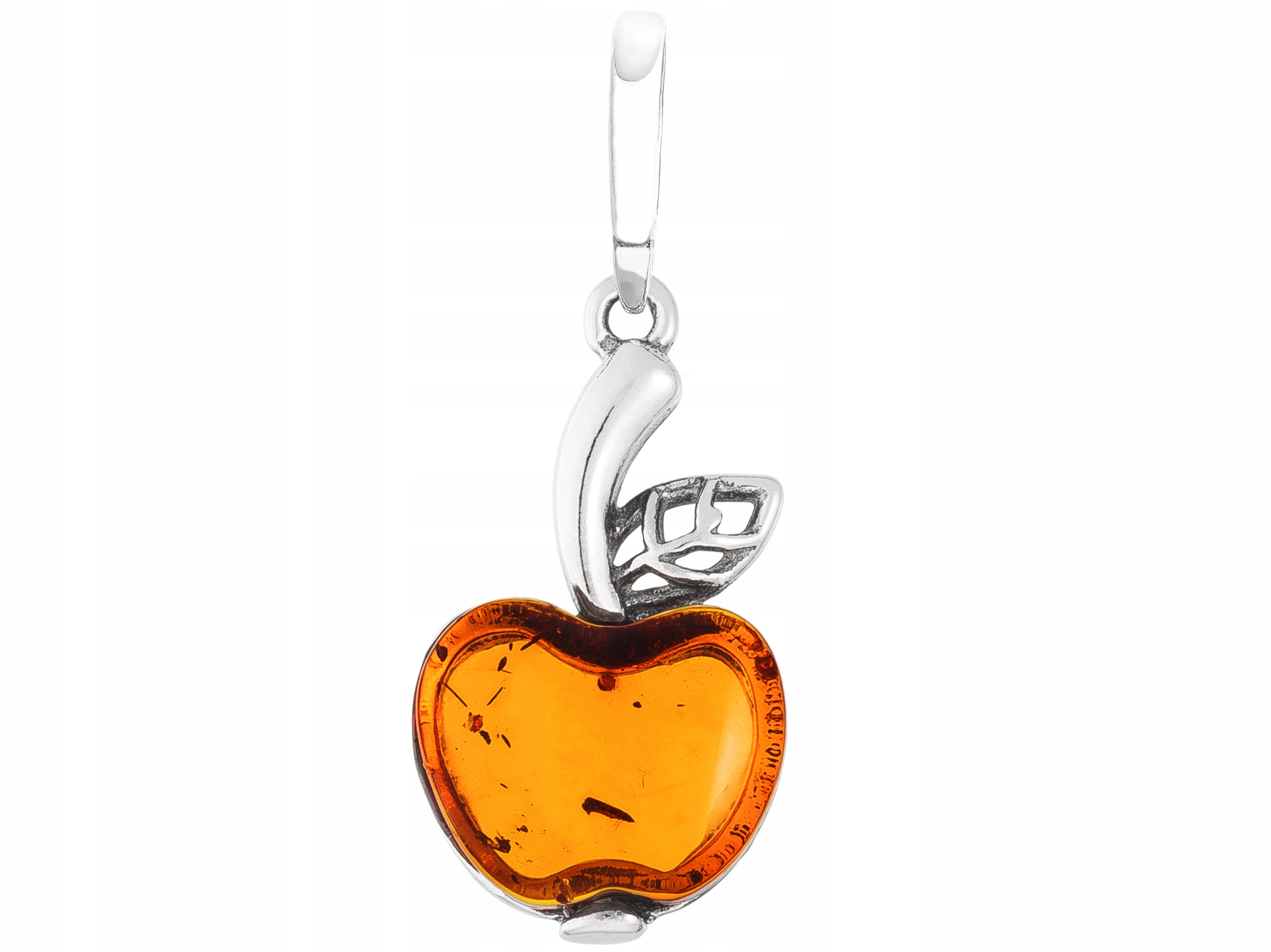 Stříbrný přívěsek Jablko s jantarem Oxidovaný Přívěsek Jablko 925