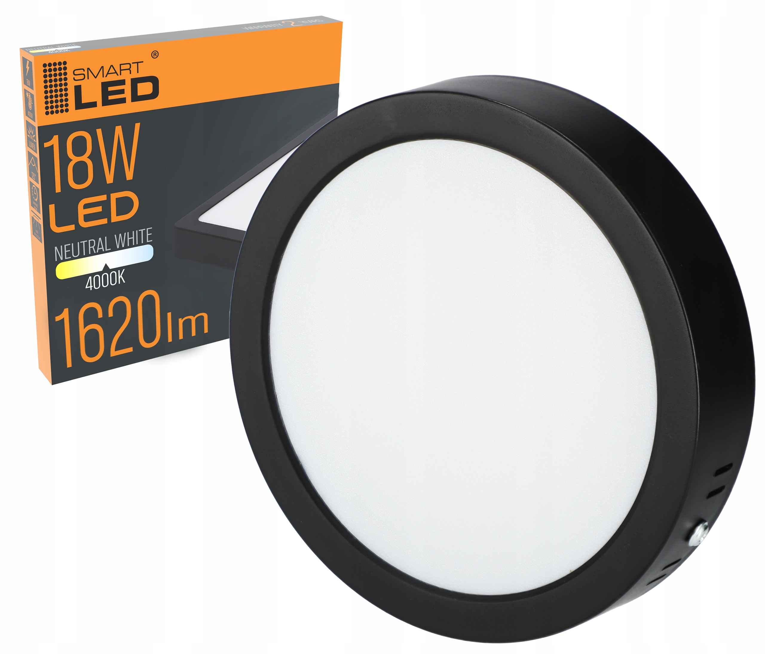 PANEL LED NATYNKOWY PLAFON LAMPA 18W CZARNY