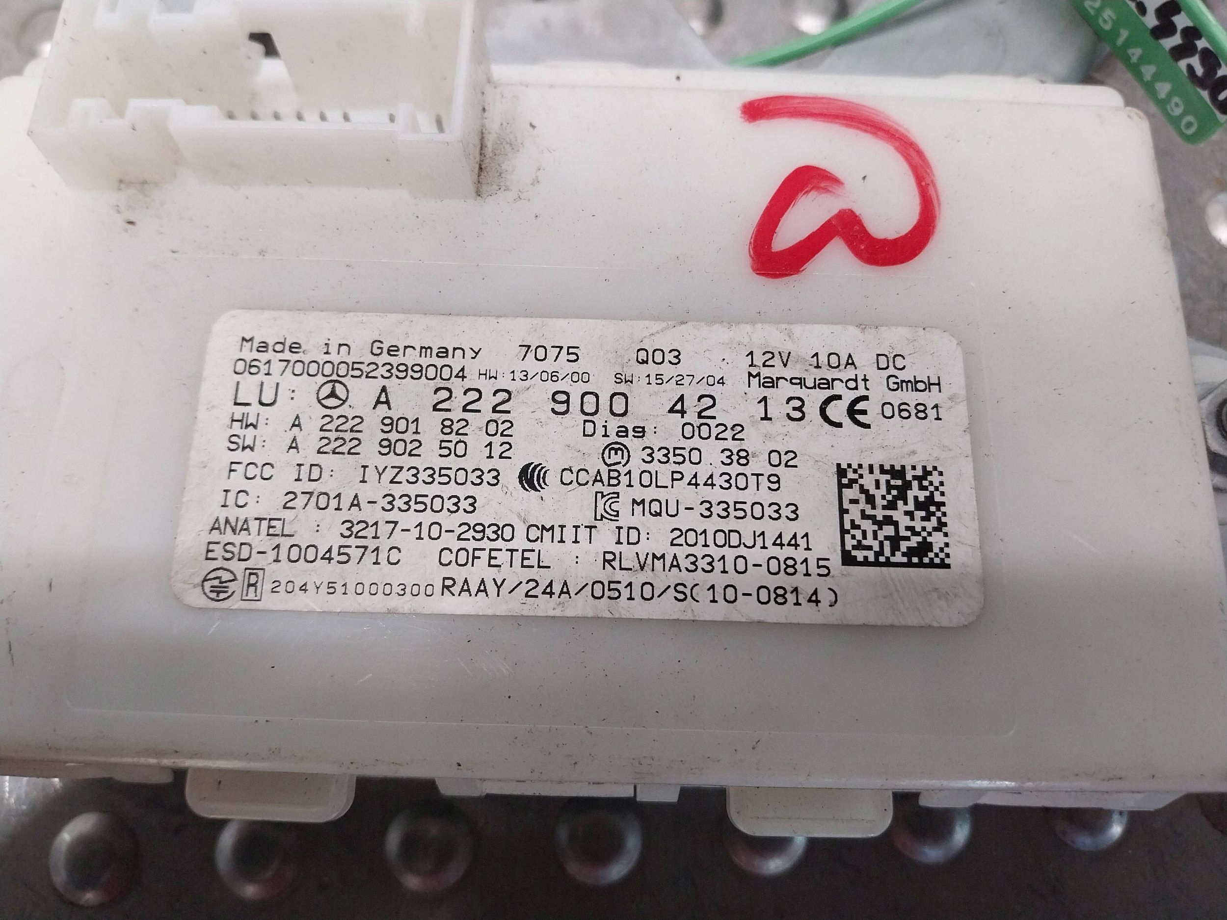 module control unit KEYLESS A2229004213 MERCEDES C-KLASA W205 GLC X253 W222