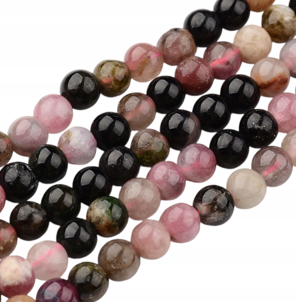 Přírodní Turmalín Kameny Kámen Korálky Koule 6mm Šňůra cca 65ks