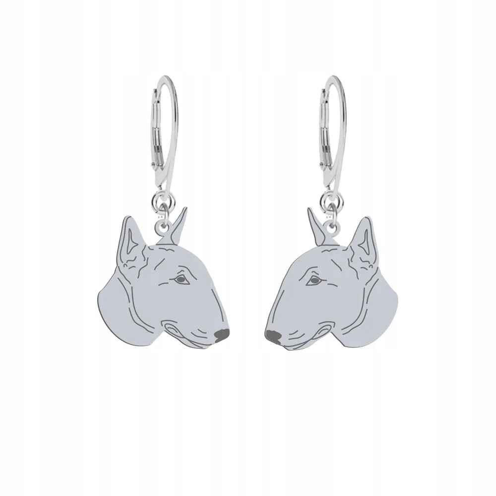 Stříbrné Náušnice se psem Miniaturní bulteriér 925 Bigiel Gravírování Bonus