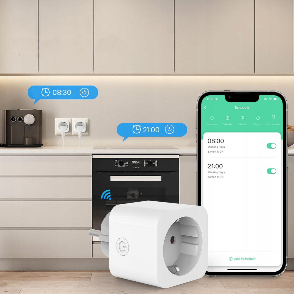 Programator czasowy inteligentne gniazdko SMART WIFI TUYA timer watomierz Waga produktu z opakowaniem jednostkowym 0.2 kg