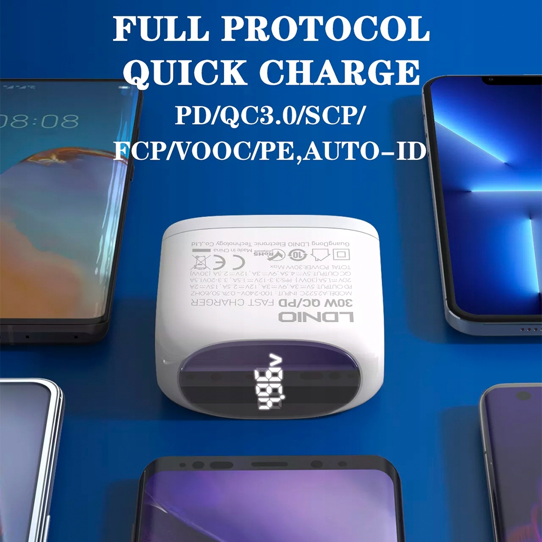 Ładowarka USB 30W panel LED kabel USB-C USB-C Marka Ldnio