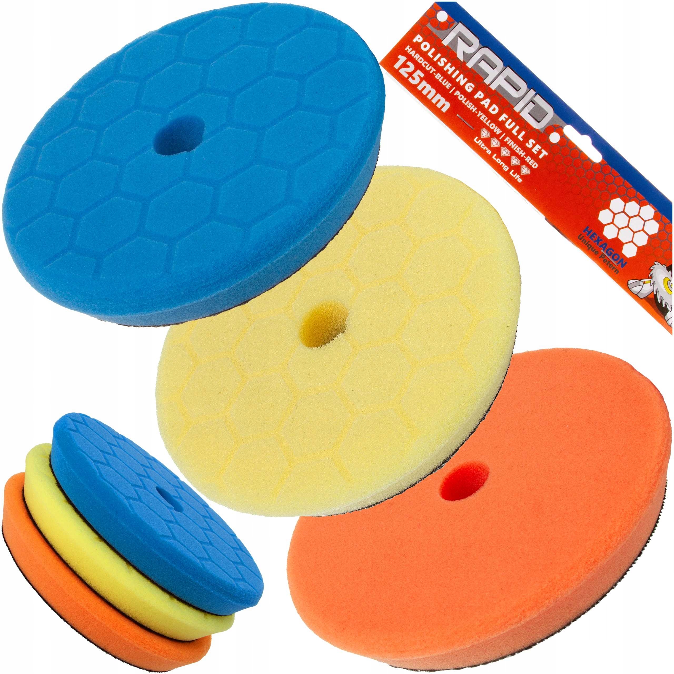 Zestaw Padów Polerskich 125MM Na Rzep Hexagon Mar-pol 3SZT