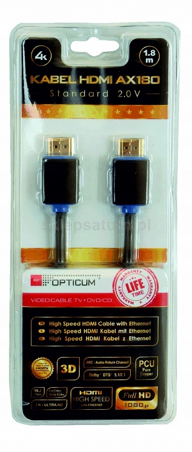 

Kabel Hdmi-hdmi 1.8M AX180 2.0 4K Ultra Hd